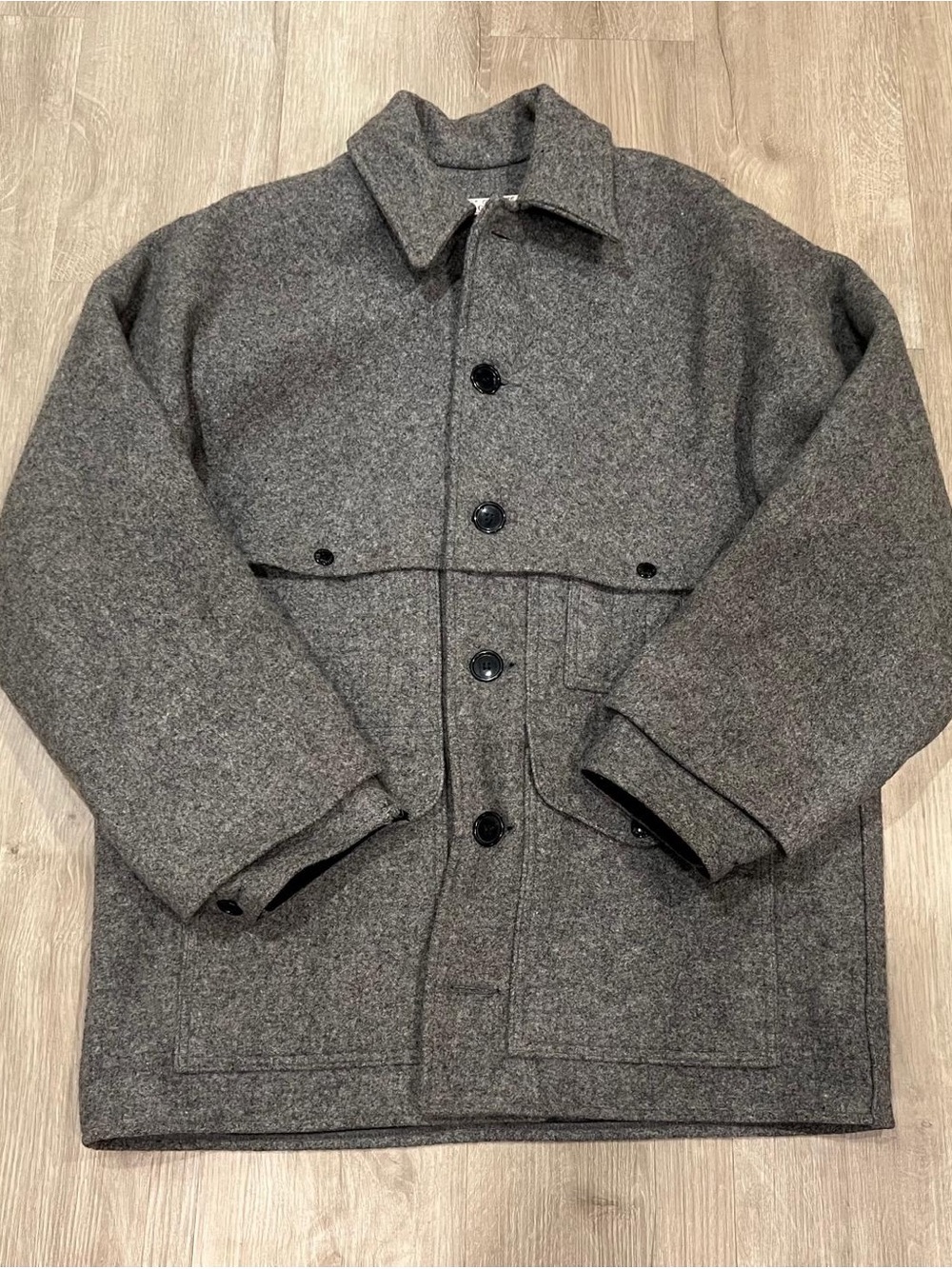 Men's Vintage Filson Garment Charcoal Wool Coat - Classic Button Front